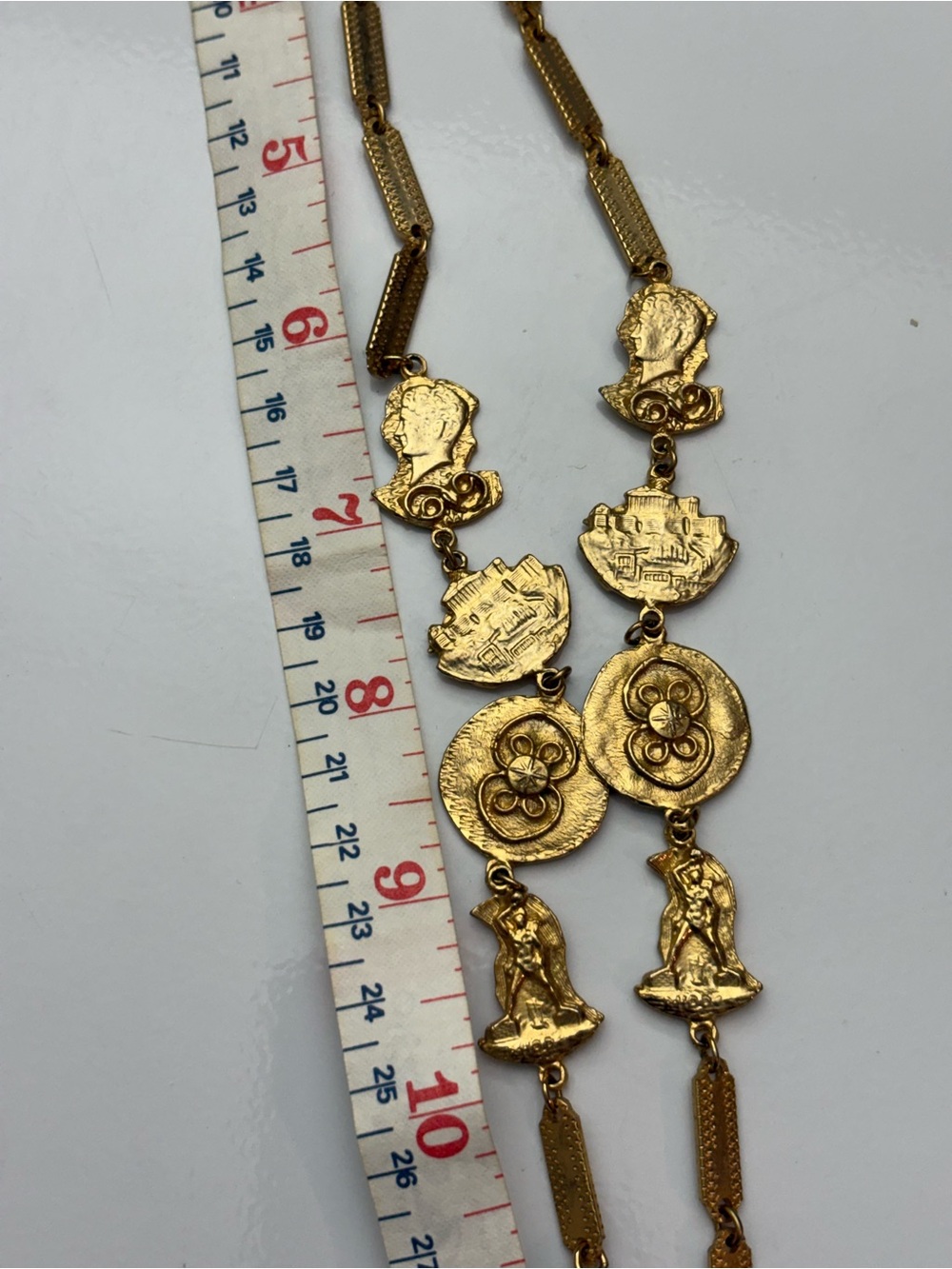 Gold-Tone Decorative Medallion Link Necklace — Women Jewelry